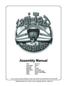 Assembly Manual Airfoil Flying weight Wing span Wing area Wing loading
