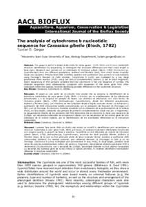 AACL BIOFLUX Aquaculture, Aquarium, Conservation & Legislation International Journal of the Bioflux Society The analysis of cytochrome b nucleotidic sequence for Carassius gibelio (Bloch, 1782)