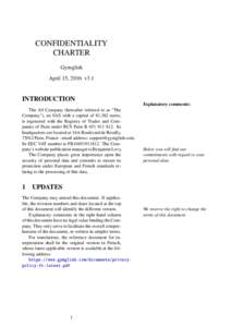 CONFIDENTIALITY CHARTER Gymglish April 15, 2016 v3.1  INTRODUCTION
