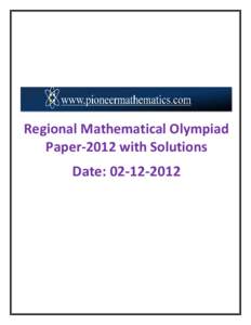 Regional Mathematical Olympiad Paper-2012 with Solutions Date: [removed]  m