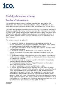 Model publication scheme  ICO lo Model publication scheme Freedom of Information Act This model publication scheme has been prepared and approved by the
