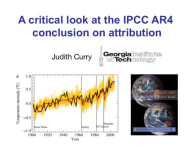 A critical look at the IPCC AR4 conclusion on attribution Judith Curry INTERGOVERNMENTAL PANEL ON CLIMATE CHANGE WMO