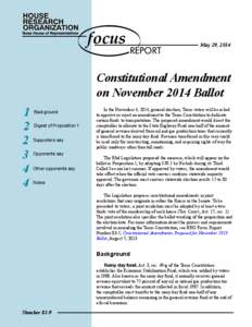 May 29, 2014  Constitutional Amendment on November 2014 Ballot 1 2