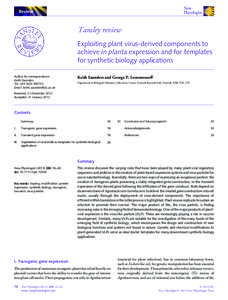 Review  Tansley review Exploiting plant virus-derived components to achieve in planta expression and for templates for synthetic biology applications