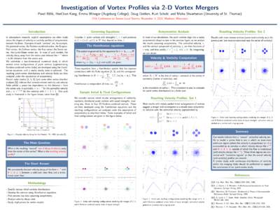 Investigation of Vortex Profiles via 2-D Vortex Mergers Pavel Bělík, HeeChan Kang, Emma Winegar (Augsburg College); Doug Dokken, Kurt Scholz, and Misha Shvartsman (University of St. Thomas) 27th Conference on Severe Lo