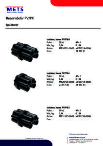 Reservdelar PV/PX Isolatorer Isolator, hona PV/PX4 Poler : 3P+J