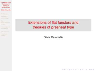 Extensions of flat functors and theories of presheaf type Olivia Caramello Preliminaries