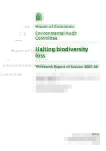 House of Commons Environmental Audit Committee Halting biodiversity loss