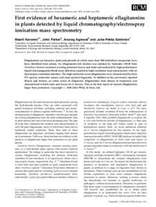 RAPID COMMUNICATIONS IN MASS SPECTROMETRY Rapid Commun. Mass Spectrom. 2010; 24: 3151–3156 Published online in Wiley Online Library (wileyonlinelibrary.com) DOI: [removed]rcm.4756 First evidence of hexameric and heptame