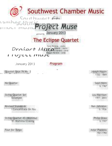 Southwest Chamber Music presents Project Muse January 2013