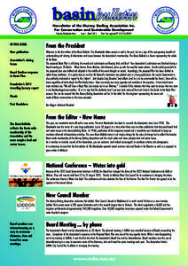 Newsletter of the Murray Darling Association Inc. For Conservation and Sustainable Development Formerly Riverlander Notes Issue 1 March 2012