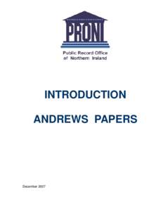 INTRODUCTION ANDREWS PAPERS December 2007  Andrews Papers (D3655)