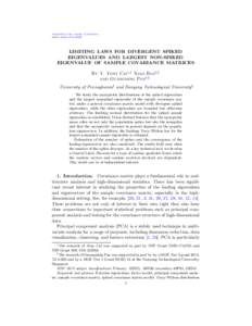 Submitted to the Annals of Statistics arXiv: arXiv:LIMITING LAWS FOR DIVERGENT SPIKED EIGENVALUES AND LARGEST NON-SPIKED EIGENVALUE OF SAMPLE COVARIANCE MATRICES