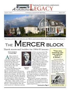 LEGACY  Exploring Eureka’s historic neighborhoods A rchitectural Volume I, Issue 2