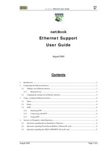 netBook Ethernet User Guide  netBook Ethernet Support User Guide August 2002