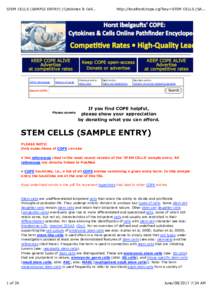 STEM CELLS (SAMPLE ENTRY) (Cytokines & Cell...  COPE Homepage Bottom of page