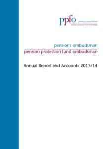 pensions ombudsman pension protection fund ombudsman Annual Report and Accounts 