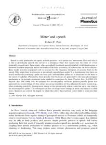 ARTICLE IN PRESS  Journal of Phonetics–611 www.elsevier.com/locate/phonetics  Meter and speech