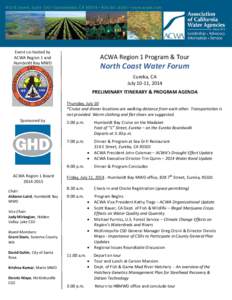 Event co-hosted by ACWA Region 1 and Humboldt Bay MWD ACWA Region 1 Program & Tour