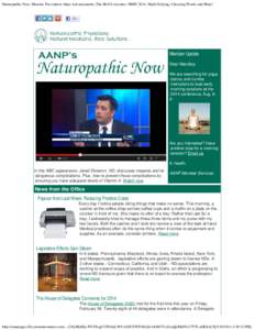 Naturopathic Now: Measles Prevention; State Advancements; The HoD Convenes; NMW 2014; Myth Defying; Choosing Words and More!