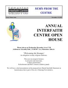 News from the Centre Early Winter Issue November 19, 2010