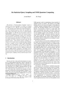 On Statistical Query Sampling and NMR Quantum Computing Avrim Blum Ke Yang  Abstract