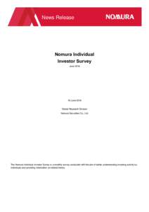 News Release  Nomura Individual Investor Survey June 2016
