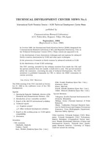 TECHNICAL DEVELOPMENT CENTER NEWS No.5  International Earth Rotation Service { VLBI Technical Development Center News published by  Communications Research Laboratory