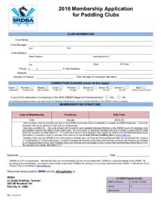 Membership Application for Paddling Clubs