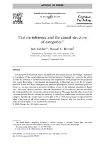 ARTICLE IN PRESS  Cognitive Psychology xxxxxx–xxx www.elsevier.com/locate/cogpsych  Feature inference and the causal structure