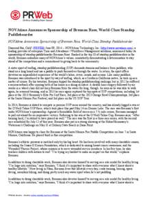 NOVAtime Announces Sponsorship of Brennan Rose, World-Class Standup Paddleboarder NOVAtime Announces Sponsorship of Brennan Rose, World-Class Standup Paddleboarder Diamond Bar, Calif. (PRWEB) June 09, [removed]NOVAtime Te