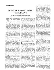 SCIENCE IN BOOKS  IS THE SCIENTIFIC PAPER FRAUDULENT? Yes; It Misrepresents