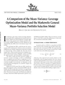 INVITED EDITORIAL COMMENT	  FA L LA Comparison of the Mean–Variance–Leverage Optimization Model and the Markowitz General