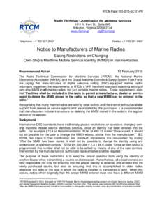 RTCM PaperSC101-PR Radio Technical Commission for Maritime Services 1611 N. Kent St., Suite 605 Arlington, Virginiawww.rtcm.org 