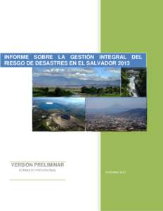 INFORME SOBRE LA GESTIÓN INTEGRAL DEL RIESGO DE DESASTRES EN EL SALVADOR 2013 VERSIÓN PRELIMINAR FORMATO PROVISIONAL