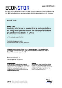 Institutional Change in Market-Liberal State Capitalism: An Integrative Perspective on the Development of the Private Business Sector in China