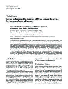 Factors Influencing the Duration of Urine Leakage following Percutaneous Nephrolithotomy