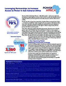 Leveraging Partnerships to Increase Access to Power in Sub-Saharan Africa 600 million people,  70%