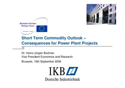 European Nuclear Energy Forum Bratislava - Prague Short Term Commodity Outlook – Consequences for Power Plant Projects