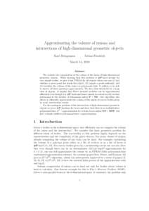 Approximating the volume of unions and intersections of high-dimensional geometric objects Karl Bringmann Tobias Friedrich