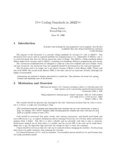 C++ Coding Standards in MLC++ Ronny Kohavi [removed] June 18, [removed]Introduction