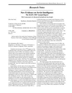 C OLD WAR I NTERNATIONAL HISTORY PROJECT BULLETIN[removed]Research Notes New Evidence on Soviet Intelligence