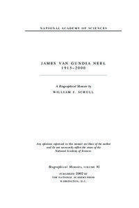NATIONAL ACADEMY OF SCIENCES  JAMES VAN GUNDIA NEEL