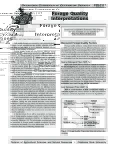 Oklahoma Cooperative Extension Service  PSS-2117 Forage Quality Interpretations