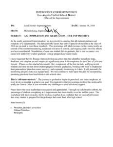 INTEROFFICE CORRESPONDENCE Los Angeles Unified School District Office of the Superintendent TO:  Local District Superintendents