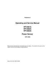 Portions of  Operating and Service Manual HP 8481A HP 8482A HP 8483A