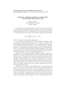 Proceedings of the Twelfth Hudson Symposium, Lecture Notes in Math. No. 951, Springer-Verlag (1982), 4l–46. MAXIMAL TORSION RADICALS OVER RINGS WITH FINITE REDUCED RANK John A. Beachy