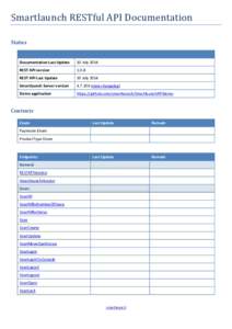 Smartlaunch RESTful API Documentation Status Documentation Last Update  10 July 2014