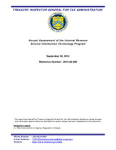 Annual Assessment of the Internal Revenue Service Information Technology Program