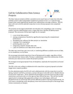  Call	for	Collaborative	Data	Science	 Projects